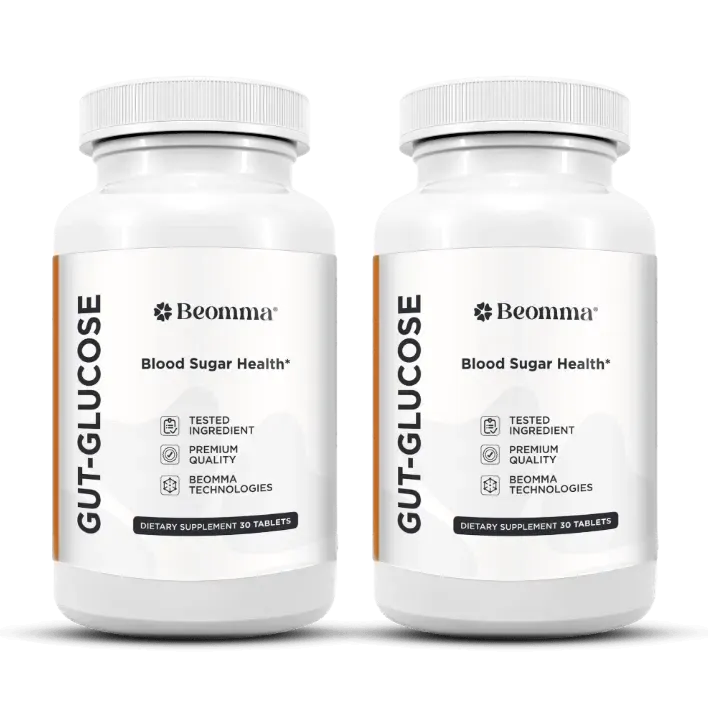 GutGlucose natural blood sugar support supplement bottle with gut microbiome formula
