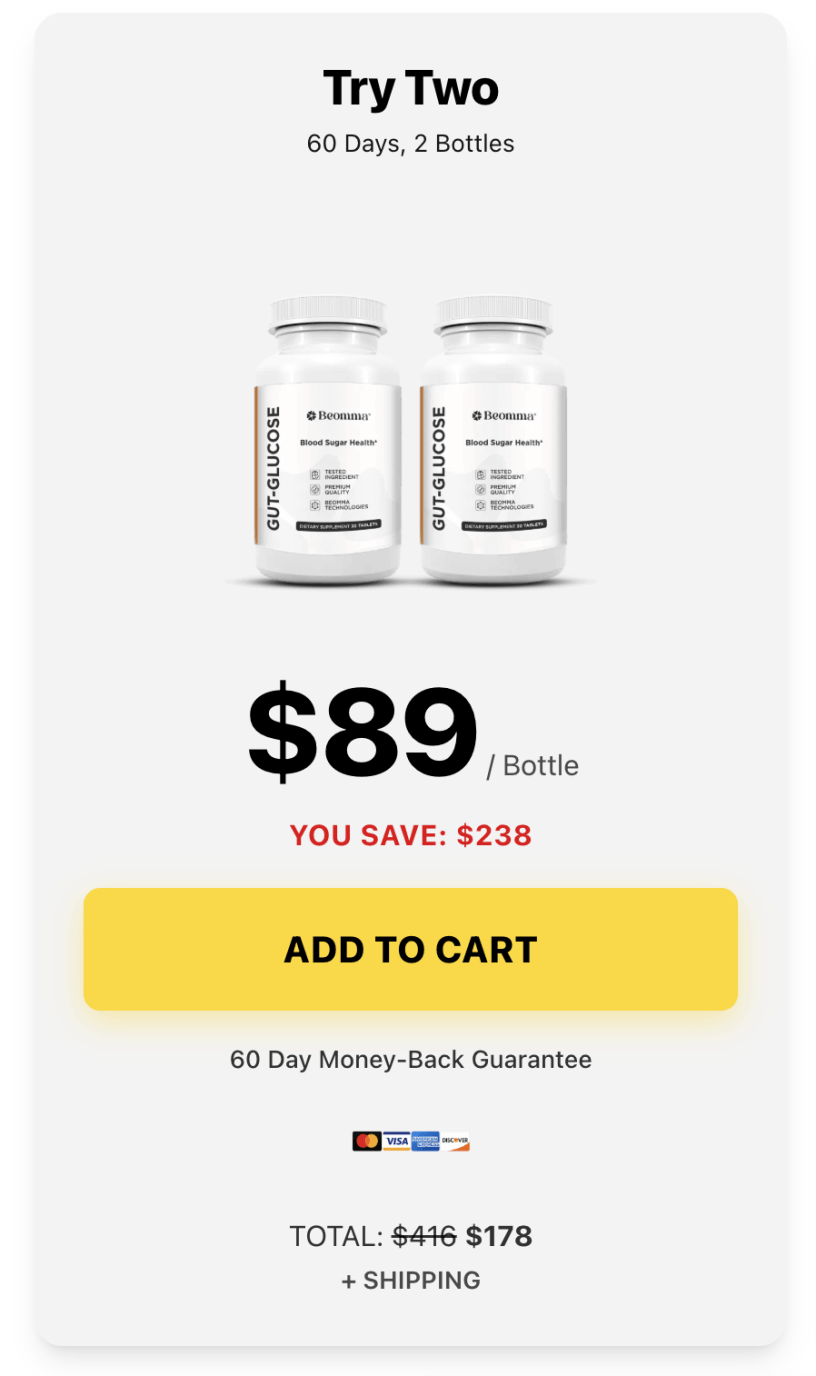 GutGlucose 1 bottle 30-day supply blood sugar supplement package