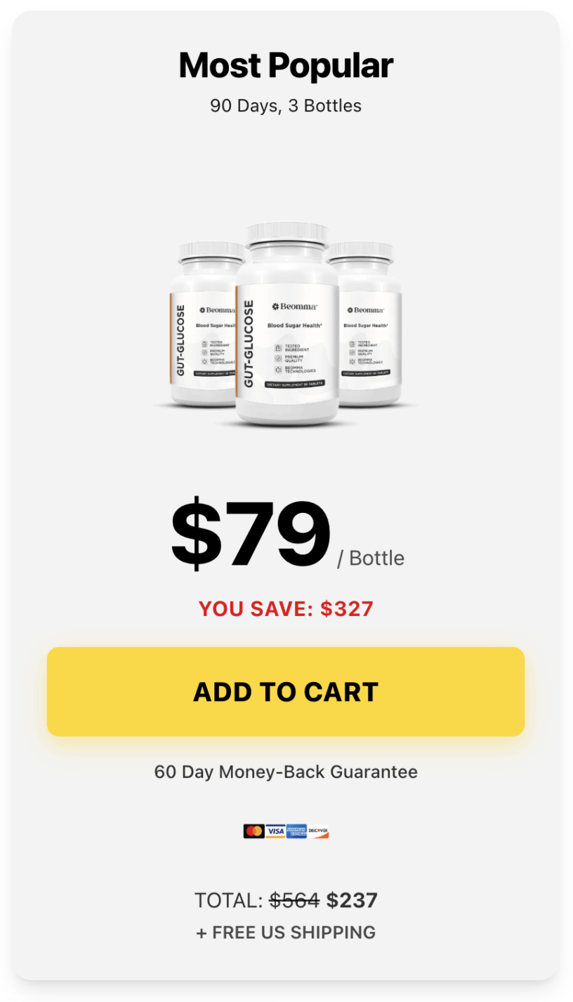 GutGlucose 2 bottles 90-day supply best value package with free shipping